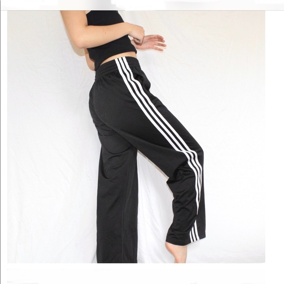 adidas Pants & Jumpsuits Adidas Black Wide Leg Athletic Track Pants